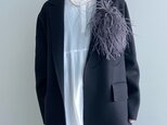 ふわふわオーストリッチコサージュ＊ダークグレー＊フォーマル＊結婚式＊入学式＊卒業式に