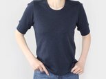 日本製オーガニックコットン 形にこだわった 大人の4分袖 袖口リブTシャツ【サイズ・色展開有り】の画像