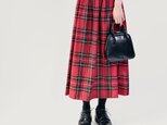 いつまでも心惹かれる 上質なタータンをまとう ロングスカート 赤 ロイヤルスチュアート ●MARION-SK●