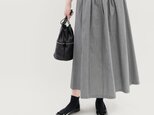 岡山デニム 毎日を上質に心地よく グレー ヘリンボーン ギャザー ロングスカート ●ANIS-SK●