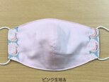 【彩り抗菌防臭マスク】ピンク生地＆ピーコック・オブ・グランサム・ホール水色の画像
