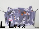 猫耳つき！！にゃんこマスクグレーLL　シーチング　Wガーゼの画像