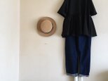 【送料無料】コットン100ギャザーブラウス（クロ）