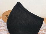 夏も！　リネン立体マスク　くろ　LLサイズ　ノーズワイヤーフィルターポケットついてます♪(数量限定）