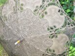 柿渋染め　手刺繍の日傘　バテンレース　麻100%の画像