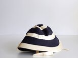 再販・セーラーハット ボーダー リネン 【 紺にクリーム 】マリン／sailor hat linen ＜受注制作＞の画像