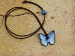Morpho／ネックレス［陶器・革ひも］