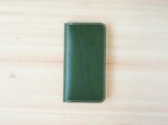牛革 iPhoneSE2 カバー  ヌメ革  レザーケース  手帳型  グリーンカラーの画像