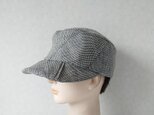 魅せる帽子☆超軽量31g!!超涼しい!!リネンのキャスケット~千鳥格子