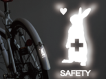 ＜＋R＞うさぎ反射ステッカー（立ち耳）白・自転車・ベビーカー・杖・ランドセルの画像