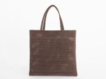 mesh fake leather hand bag（ブラウン）人工皮革/33×33/MB006の画像