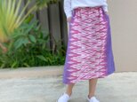 77㎝丈、草木染ミックス、手織絣綿のロングスカート