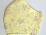 夏用立体マスク コットン刺繍・薄黄の画像