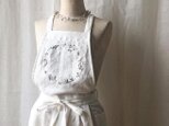 【Little flowers】ホワイトリネンジャンパースカート風エプロン