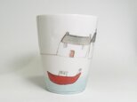 イギリス作家の手作りカップ「家と舟」の画像