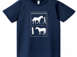 Natural horsemanship ドライTシャツ　ホワイト×メトロブルー　walk & stayの画像