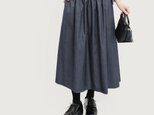 岡山デニム 毎日を上質に心地よく 色落ちしない濃紺 ギャザー ロングスカート ●IRIS-SK●