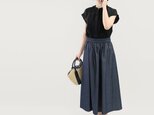 ロングセラー 岡山デニム 驚くほど軽い 色落ちしない濃紺 ギャザーロングスカート 日本製 オールシーズン|IRIS-SK