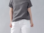 【wafu】やや薄地 リネン Tシャツ リネンブラウス 男女兼用 ユニセックス 半袖/鈍色(にびいろ) t038f-nib1の画像