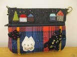 ダブルファスナーの猫財布の画像