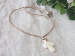 Bone Cross Pendant -white×beige-の画像