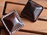 Cordovan Airas~square~【レザーピアス/イヤリング】"burgundy"の画像