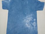 藍染め絞りTシャツ　メンズ　Lサイズ　草木染め　インド藍染め　の画像