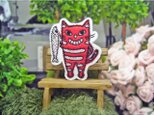 ★とったど-★お魚猫ヤロー★アップリケワッペン★赤白6-1枚の画像