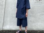 岡山産セルビッジデニム大人用甚平（ユニセックス）・9.5oz・/S〜XL/お祭り、普段着、休日スタイルに。の画像