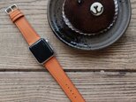 高級革使用のApple Watchベルト　時計ベルト オレンジ　レザー　腕時計　革ベルト　皮　革の画像
