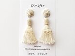 【small】ビーズタッセル　丸イヤリング(キナリ)No.20-0605の画像