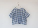 シャーリングシンプルTシャツブラウス ブルーの画像