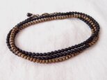 送料無料 Black × Brown　ガラスビーズネックレス／asymmetry