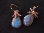 送料無料 ラブラドライトのフリンジピアス【K14gf】labradorite × spinel