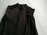 ◆ハイネック・ノースリーブドレス  / リネン　黒の画像