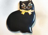 蒔絵ブローチ 黒猫（黄）の画像