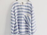 back ribbon top (blue stripe)の画像