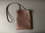 ・・S様ご注文作品・・flat shoulder bag (dark brown)の画像