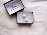 Two way ダブルパールピアス／high-grade round pearl × cotton pearl
