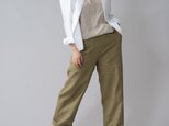 【wafu プレミアム】Linen 丈短め 比翼仕立て スタンドカラーシャツ 長袖シャツ/ホワイト t030a-wht3の画像