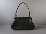 ・・E様ご注文作品・・plain gama hand bag -round (black)の画像