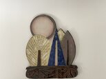 陶器の壁飾り「太陽と月と木と」の画像
