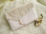 花*刺繍*レース*手織りリネン*アクセサリーケースの画像