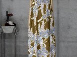 着物リメイク 浴衣のロングワンピース/ゆとりのL/Aライン/藤の花の画像