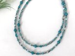 ターコイズ ブルー の 一連 ロングネックレス 青 水色