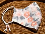 美しい刺繍のインポート生地 ピンクのお花 立体布マスク(女性用ふつう)の画像