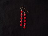 送料無料【K14gf・受注制作】赤珊瑚のロングピアス／redcoral・coin