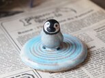 陶器【水面を歩くペンギン】波紋の画像