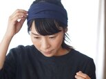 【薄地ネイビー/シンプルバンド】リネン ヘアバンド ターバン ヘアアクセサリー カチューム / z010b-neb1の画像