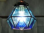 新作 ダイヤランプ ブルー ステンドグラス 照明 ランプ ペンダントの画像